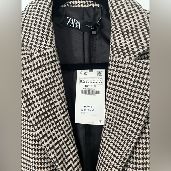 NWT Zara Structured Oversized Houndstooth Blazer (XS) - Picture 4 of 6